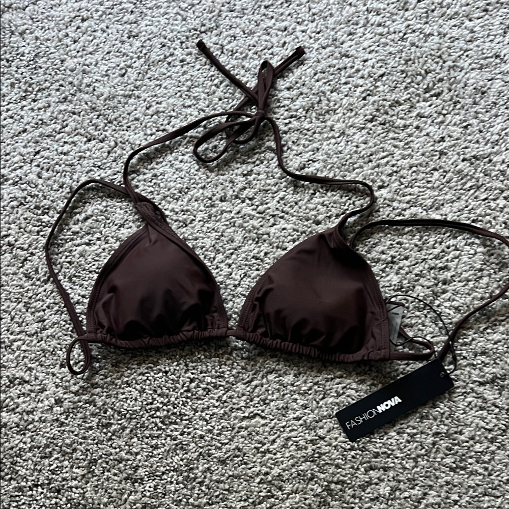 NWT Fashion Nova Dark Brown Bikini Top